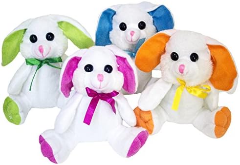 Easter Bunny Cute Plush Stuffed Animal - Perfect Easter Basket Decorations and Stuffers or Accessory - Assorted Colors - One Plush Bunny Per Order