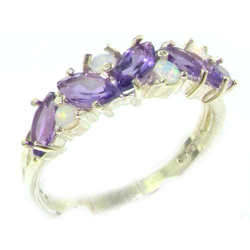 Click To Unusual Solid Sterling Silver Natural Fiery Opal & Amethyst Eternity Ring - Finger Sizes 5 to 12 Available Details... Unusual Solid Sterling Silver Natural Fiery Opal & Amethyst Eternity Ring - Finger Sizes 5 to 12 Available