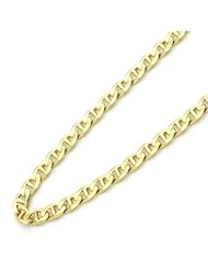 14K Gold 2.5mm Italian Flat Mariner Link Chain Necklaces ( Available Length 16", 18", 20", 22", 24")
