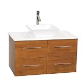 Forto 36" Bathroom Vanity - Honey Oak/White Stone