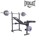 Everlast Foldable Weight Bench & 40kg Barbell Weight Set