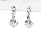 Cubic-zirconia Rhodium Finish Sterling Silver Earrings