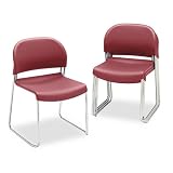 GuestStacker? Chair, Burgundy with Chrome Legs, 4 per Carton