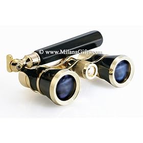 Milana Optics - Opera Glasses - Symphony - With Handle - Black Finish with Golden Rings