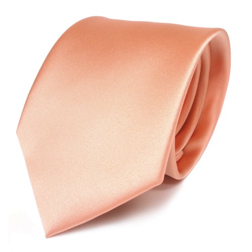 Designer Satin Krawatte lachs orange uni Polyester 