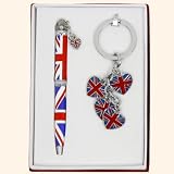 Union Jack Pen & Keyring set with Heart charms