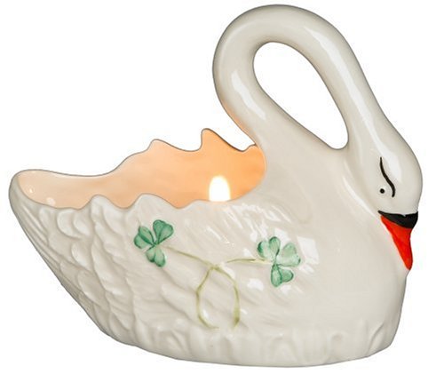 Belleek Shamrock Swan Votive 4