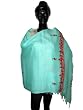 Ladies Stole-aqua Marine Color Wraps and Shawls Stole with Embroidery on Wool From Kashmir 72 X 28 Inches Free Shipping