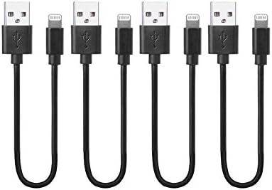 Lvshan USB to Lightning Cable Short 0.2m/8.5in Perfect for Multi Ports USB Charging Station 4-pack (Black)
