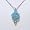 Blue Turquoise Carved Flower Pendant w. Silver Chain Necklace (16