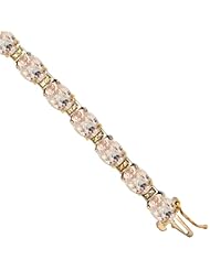 10K Yellow Gold Natural Morganite Oval Tennis Bracelet 5x7 mm stones, 7 inches