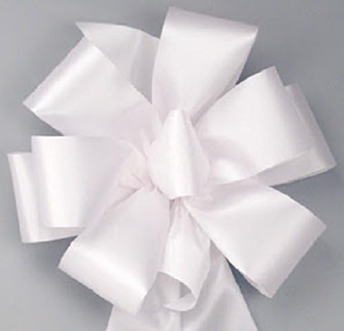 FREE Shipping 6 Pack (6.67 each) Premium Pew Bows, Handmade Wedding Bow w/ White Satin Elite Ribbon 10" Width 20" Long Tails 8 loops with center loop