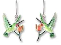Clearly Charming Hummingbird & Lily Silver and Enamel Earrings by Zarah