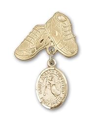Gold Filled Baby Badge with St. Joseph of Cupertino Charm and Baby Boots Pin