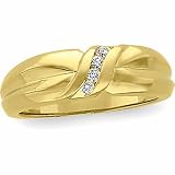 14K Yellow Gold Diamond Wedding Band Duo - Gent's Ring - 0.12 Ct.