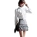 FINEJO Women's Luxury Long Sleeve Stand Collar Ruffle T-shirt Blouse [Apparel]