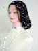 Sn46, Hand Crocheted Black Gimp Large Snood Trimmed with Rhinestones