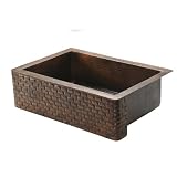 33 Copper Hammered Kitchen Apron Single Basin Sink w/ Tuscan Design
