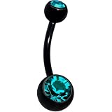 Black Zircon Double Gem Anodized Titanium Belly Ring