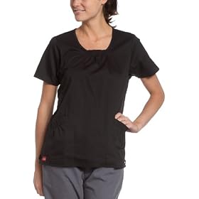 Dickies Scrubs Women's Baby Twill Shirred Neck Top