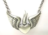 Kitsch n Kouture Winged Sacred Heart Tattoo Art Necklace with chain