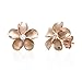 14k Rose Gold Plated Stering Silver CZ Plumeria Stud Earrings, 14mm