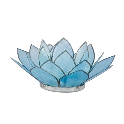 Small Lotus Aqua Capiz Tealight Holder