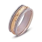 14k Gold Atique Two-Tone Men's Weding Band