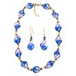 Necklace - Earrings Set - N494 - Murano & Glass Beads + Matching Earrings ~ Blue and Pink Twists ~ SERENITY CRYSTALS