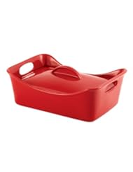Kitchen: Rachael Ray Stoneware 3-1/2-Quart Covered Rectangle Lasagna Casserole, Red - Meyer