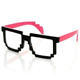 Futuristic Novelty Nerd Geek Gamer Colorful 2-Tone Clear Lens Pixel Glasses