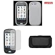 Samsung Highlight T749 Combo Trans. Clear Silicon Skin Case + LCD Screen Protector + Black Horizontal Leather Pouch for Samsung Highlight T749 + Free LiveMyLife Wristband