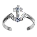 Sterling Silver Fashion Toe Ring - Anchor with Blue Topaz CZ - 2mm Band Width