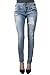 Eunina Women's High Waist Multi 3-Button Wash Stretch Denim Skinny Jean