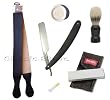 Black Straight Razor Double Strop Paste Stone Shaving Set 6 Pcs