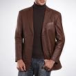 BGSD Men's Peaked-Lapel Lambskin Leather Blazer
