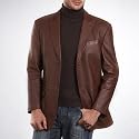 BGSD Men's Peaked-Lapel Lambskin Leather Blazer