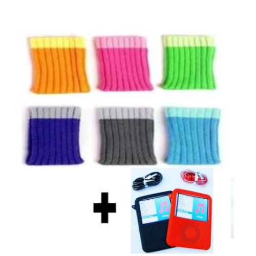 KMS PRODUCTS - BOX SET 3G iPOD NANO 3RD GENERATION SOCKS & FREE BLACK & RED SILICONE CASE & EXCLUSIVE NEW BLACK & RED NECK STRAP FOR NEW APPLE iPOD 3G NANO 4GB 8GB