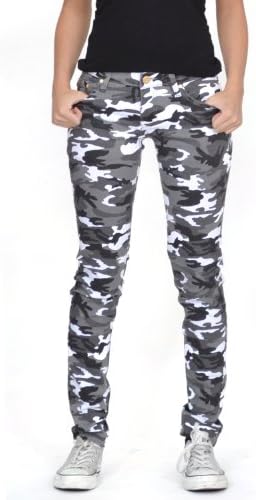 Miss Anna Women's Army Camouflage Skinny Jeans White (Us 6 / Uk 8)