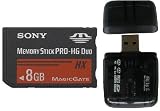 Sony 8 GB PRO HG Duo HX Memory Stick MSHX8A (Black) New 50MB/s Version With USB Memory Card Reader