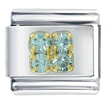 March Aquamarine Birthstone Italian Charms Bracelet Link