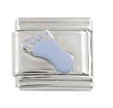 SilverBin Enamel Paint Blue Footprint Stainless Steel Italian Charm Link