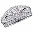 14K White Gold Pre Set Diamond Wedding Ring Set