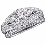 14K White Gold Pre Set Diamond Wedding Ring Set