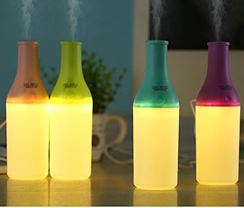 Essential Oil Diffuser Aromatherapy Diffuser Cool Bottle Mini USB Power Mist Humidifier Ultrasonic Diffuser with Ionizer LED Light (Pink)