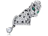 Dazzle Clear Swarovski Crystal Rhinestone Element Leopard King Crown Pin Brooch