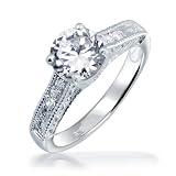 Bling Jewelry Sterling Silver Vintage Engagement Ring 125 ct Cubic Zirconia CZ