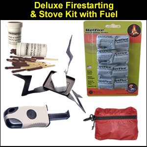 Deluxe Survival Fire Starting and Stove Kit with Fuel & Tinder