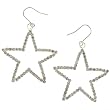Stainless Steel Star-Shaped Earrings with Clear Crystals - 35mm length Stainless Steel Star-Shaped Earrings with Clear Crystals - 35mm length