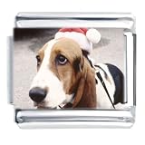 Basset Hound Santa Photo Italian Charm